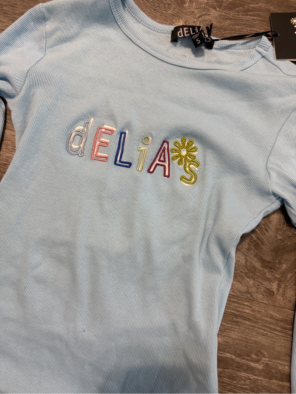delia*s Light Blue Embroidered Logo tee